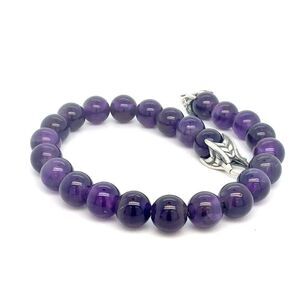 David Yurman Amethyst Spiritual Beads Bracelet 8.5" 8 mm Sterling Silver Estate